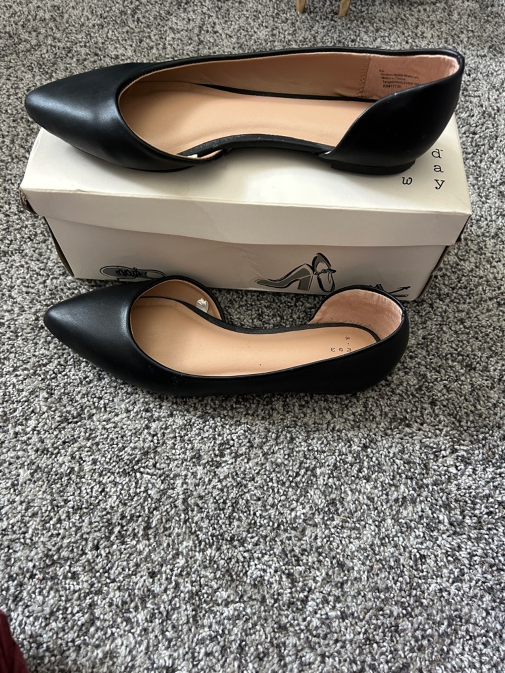 a new day Women's Pointed Toe D'Orsay Flats - Black